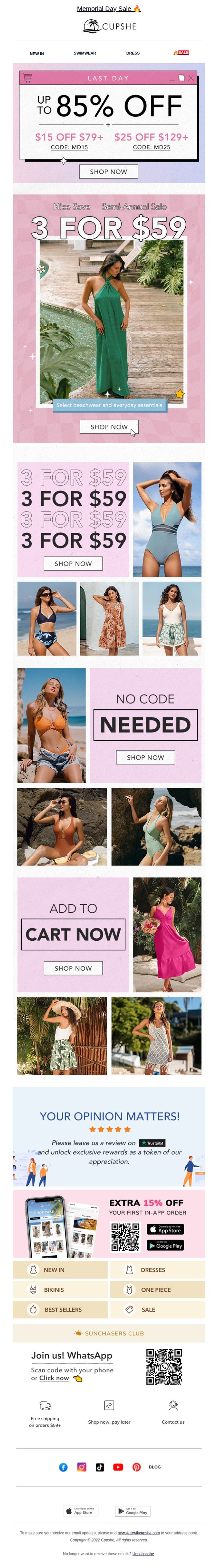 9. Cupshe: 😱3 FOR $59 IS BACKKKKKKK!