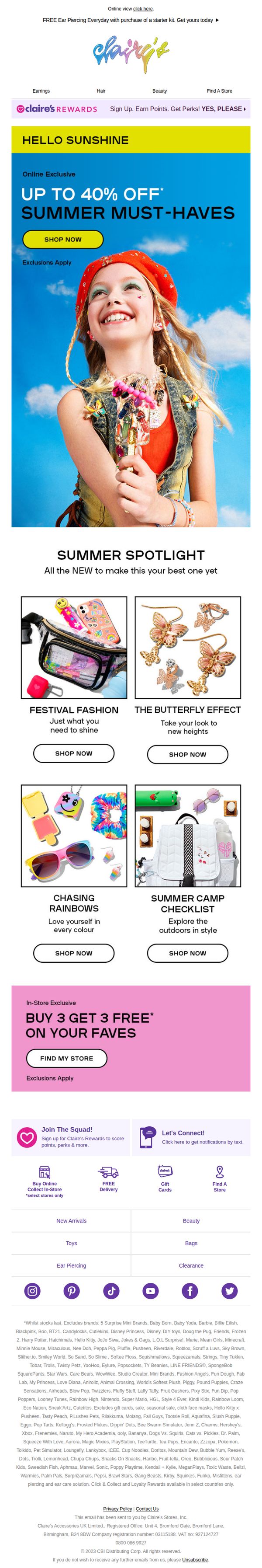 6. Claire's: 🏖 Up to 40% off your summer accessories