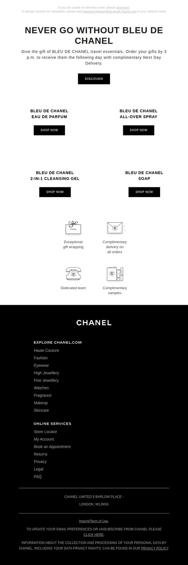10. Chanel - UK: Enjoy complimentary next day delivery for Fathers Day
