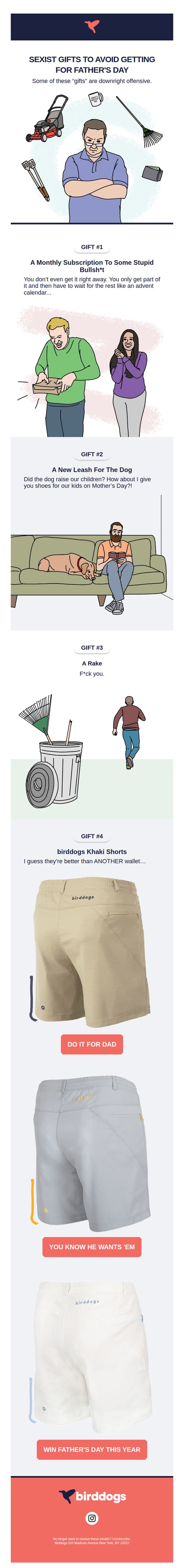 7. Birddogs Shorts: Sexists Gifts To Avoid Getting For Father's Day