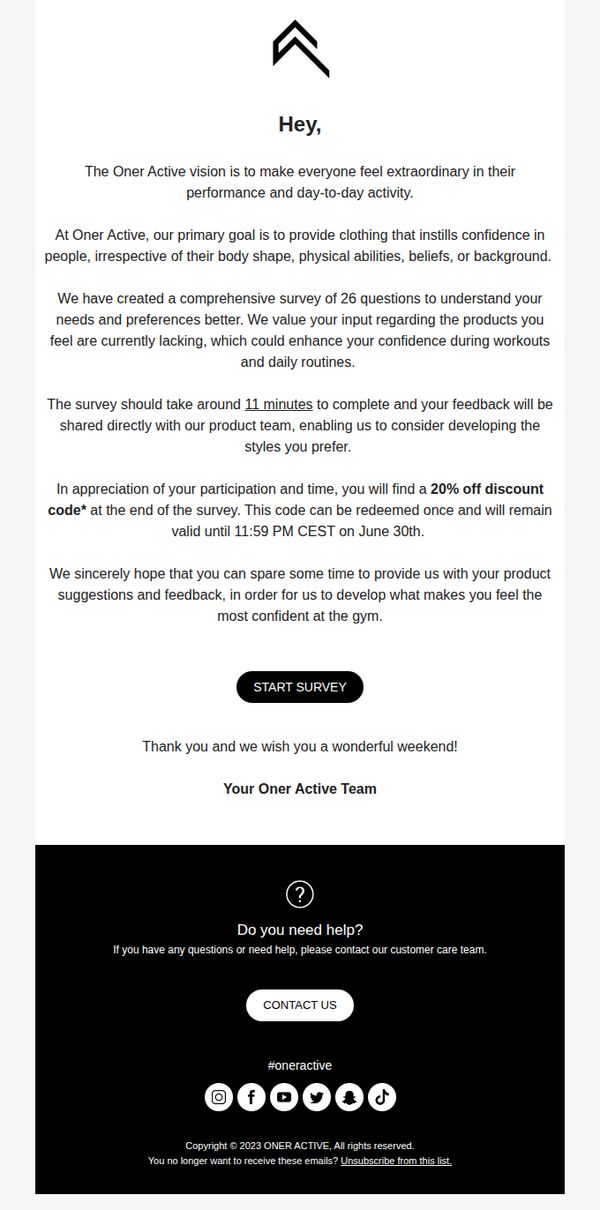 9. Oner Active: Oner Active Sportswear Inclusivity and Modesty Survey