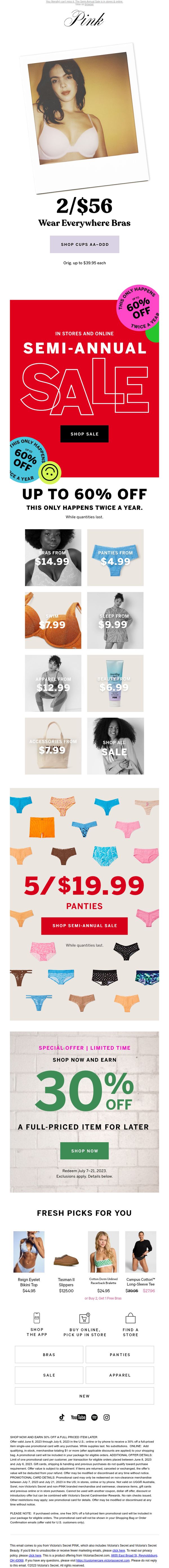 8. Victoria's Secret - FR: 2/$56 Wear Everywhere Bras—Don’t Think Twice