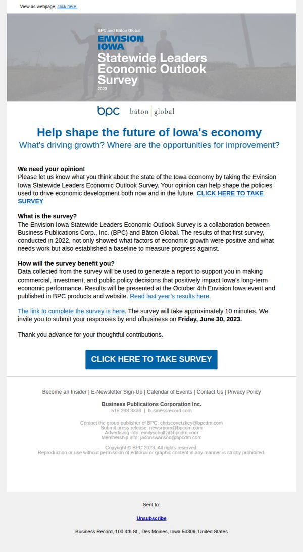 6. Your opinion needed: Help shape the future of Iowa's economy
