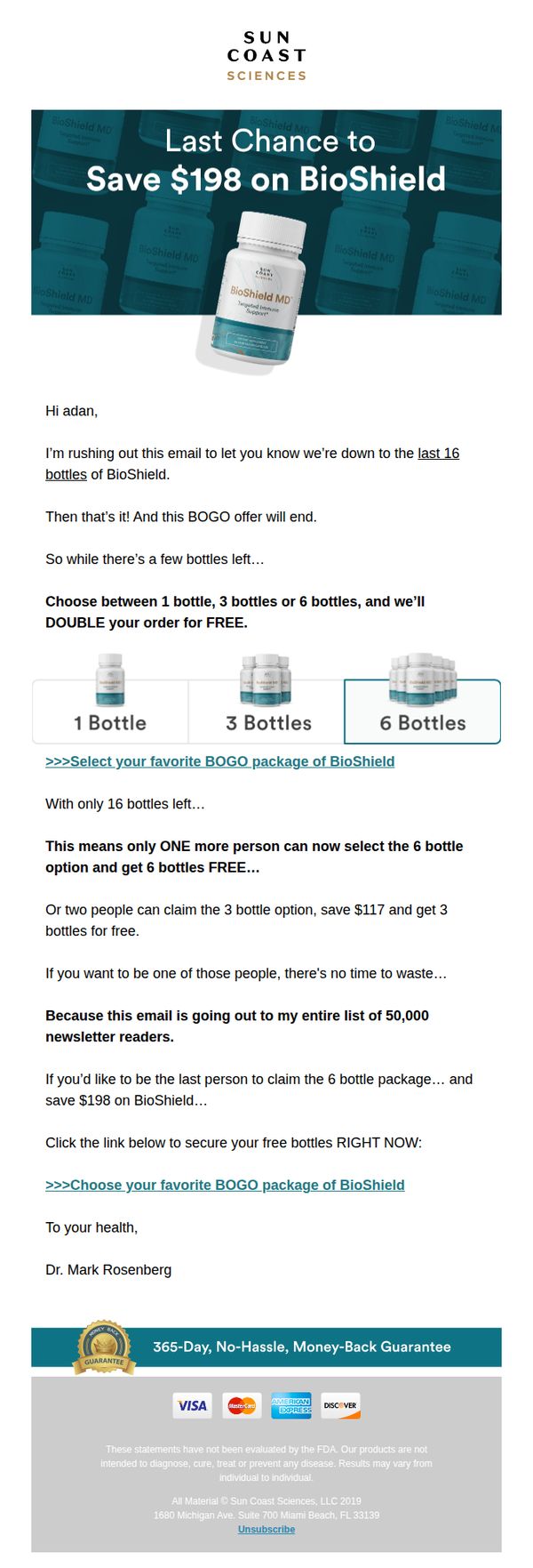 7. Sun Coast Sciences: Last chance to save $198 on BioShield