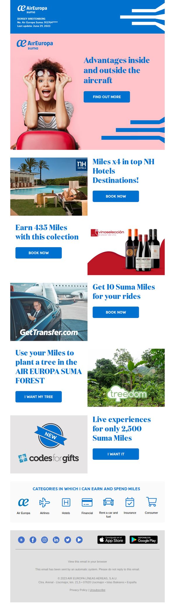 10. Air Europa: Suma Miles balance – July 2023