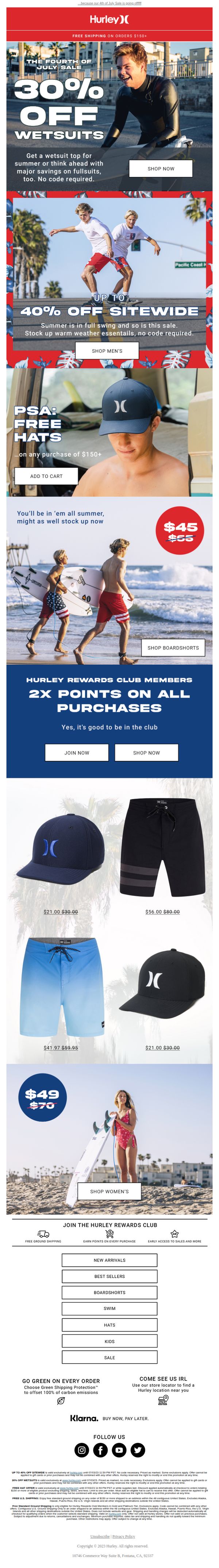 9. Hurley: Get up to 40% off sitewide weekend 🇺🇸⚡️