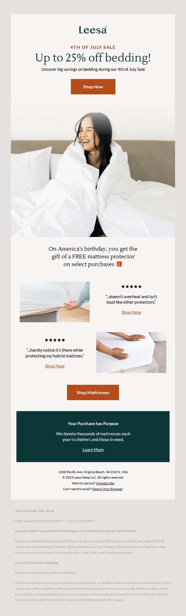 10. Leesa: On America’s birthday, you get the gift 🎁