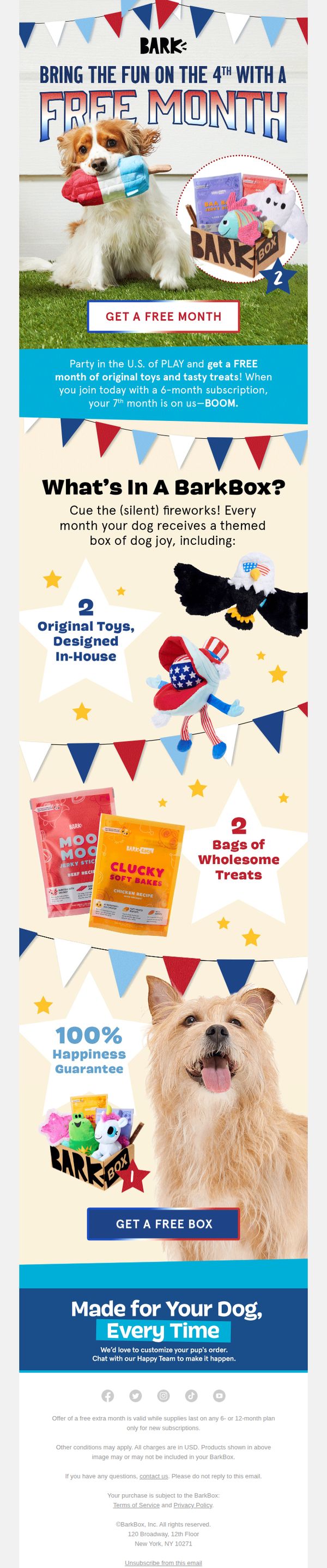 8. Bark Box: 🇺🇸 BOOM! Get A FREE MONTH For A Limited Time 🎆