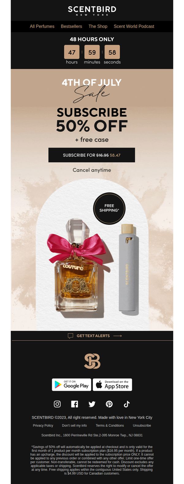 9. scentbird: ⏱ 48 hours left: 4th of July SALE 🎆 50% off!