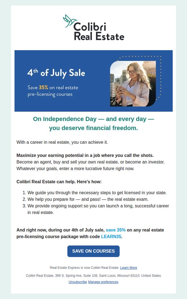 6. Celebrate (financial) freedom this holiday with us