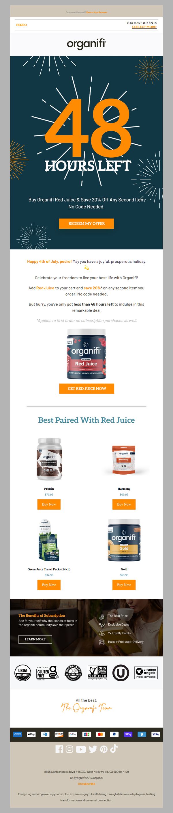 7. Organifi: [⌛<48 hrs left] Got your 20% OFF yet?