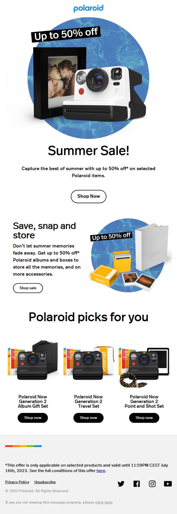 9. Summer Deal! ☀️📸 20€ off our Polaroid Now camera.