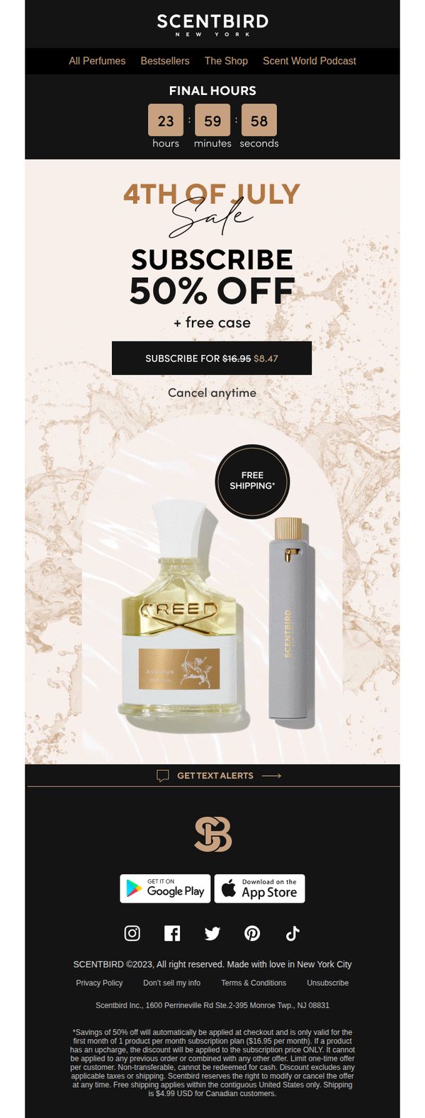 9. scentbird: Last chance! 4th of July sale: 50% off