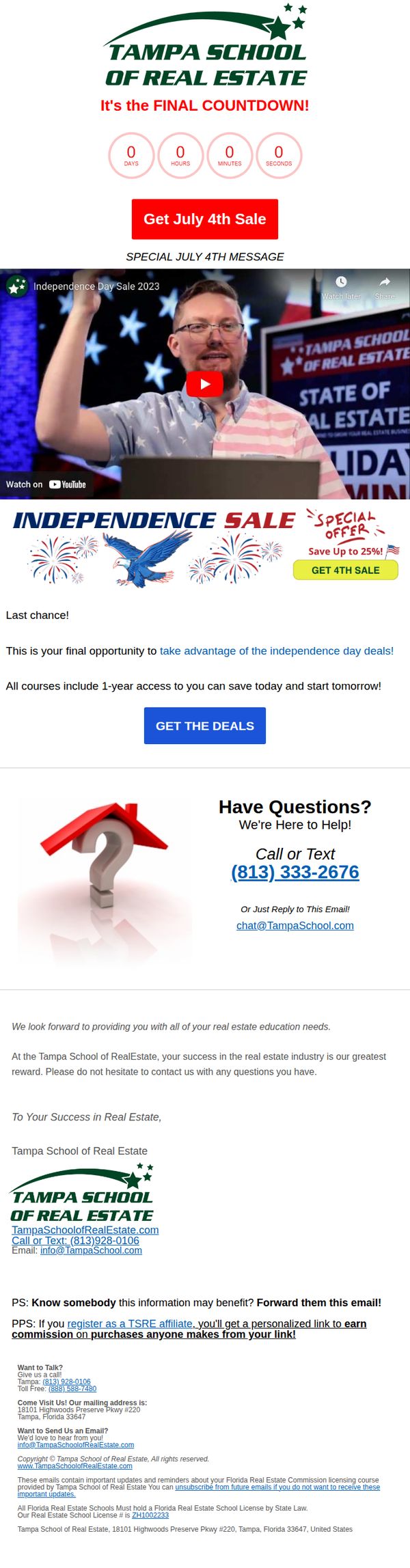 9. Tampa School of Real Estate: Final call