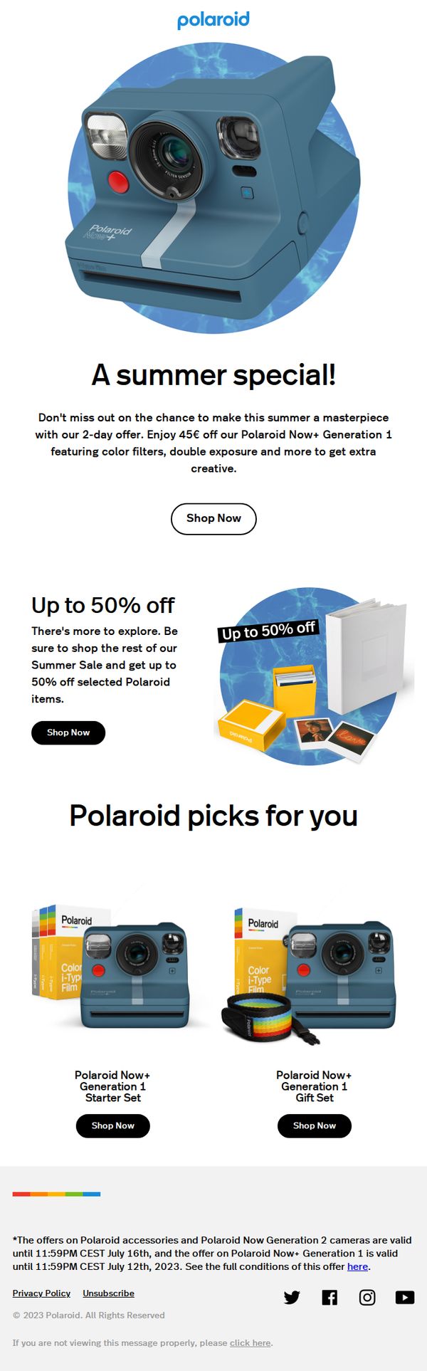 6. Polaroid: Snap and save with 45€ off our Polaroid Now+ Generation 1 camera ☀️📸