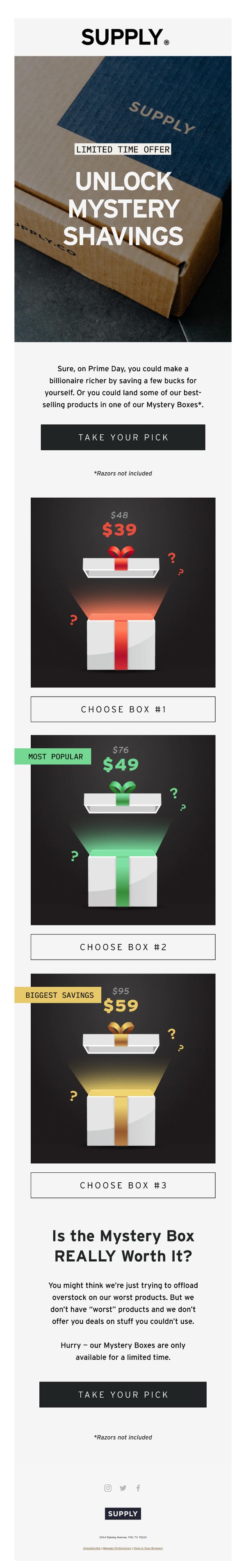 6. Supply: This is Not Another Prime Day Sale 👉