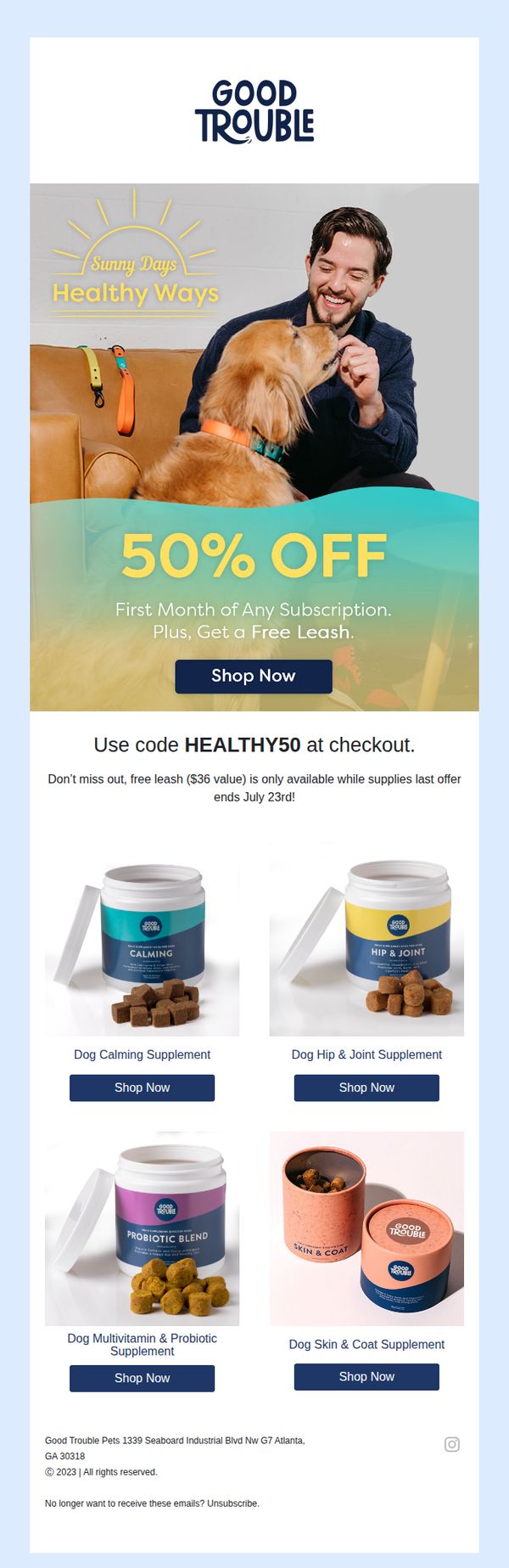 7. 🚨DEAL ALERT🚨 50% Off First Month Subscriptions + Free Leash