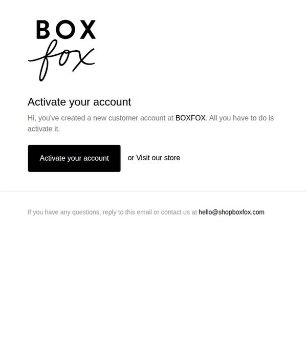 8. BOXFOX: Customer account activation