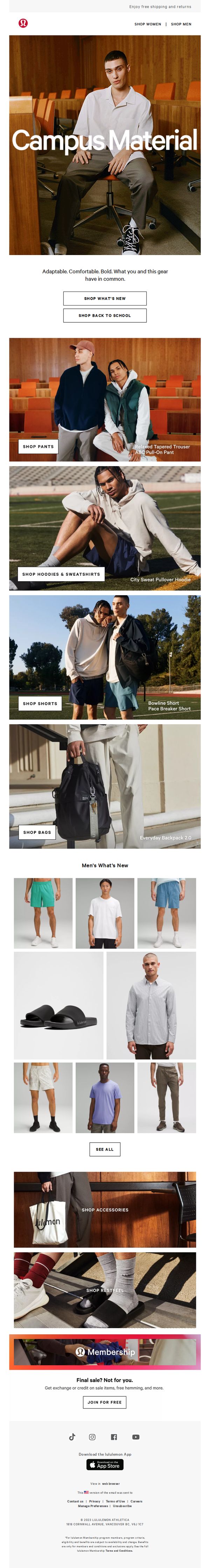 7. Lululemon: New school year, go-to gear