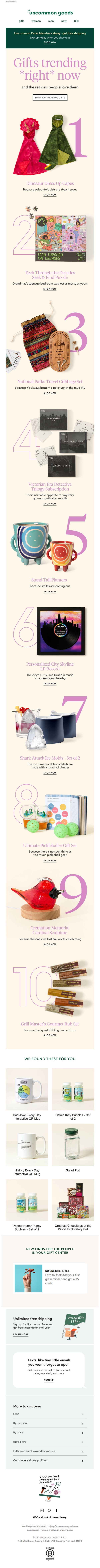 7. uncommon goods: Gifts trending *right* now