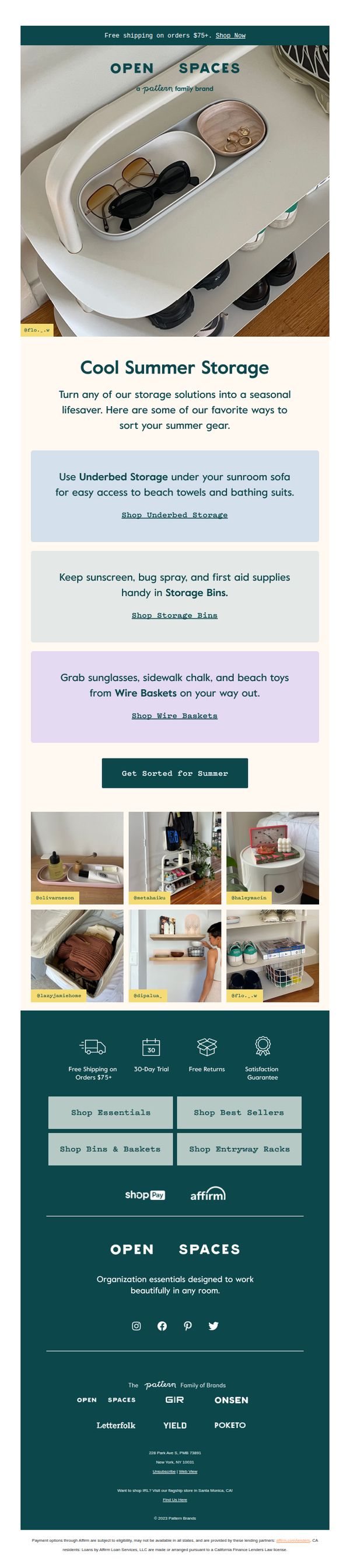 8. Open Spaces: How to organize summer essentials