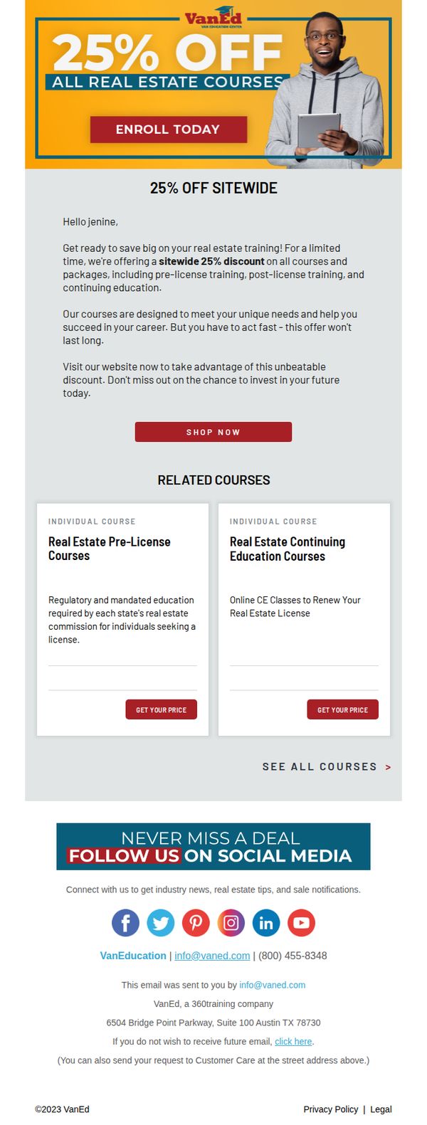 7. VanEd: 🔥🏠 Limited Time Offer: 25% off Real Estate Agent Training Courses with VanEd! 🔥🏠
