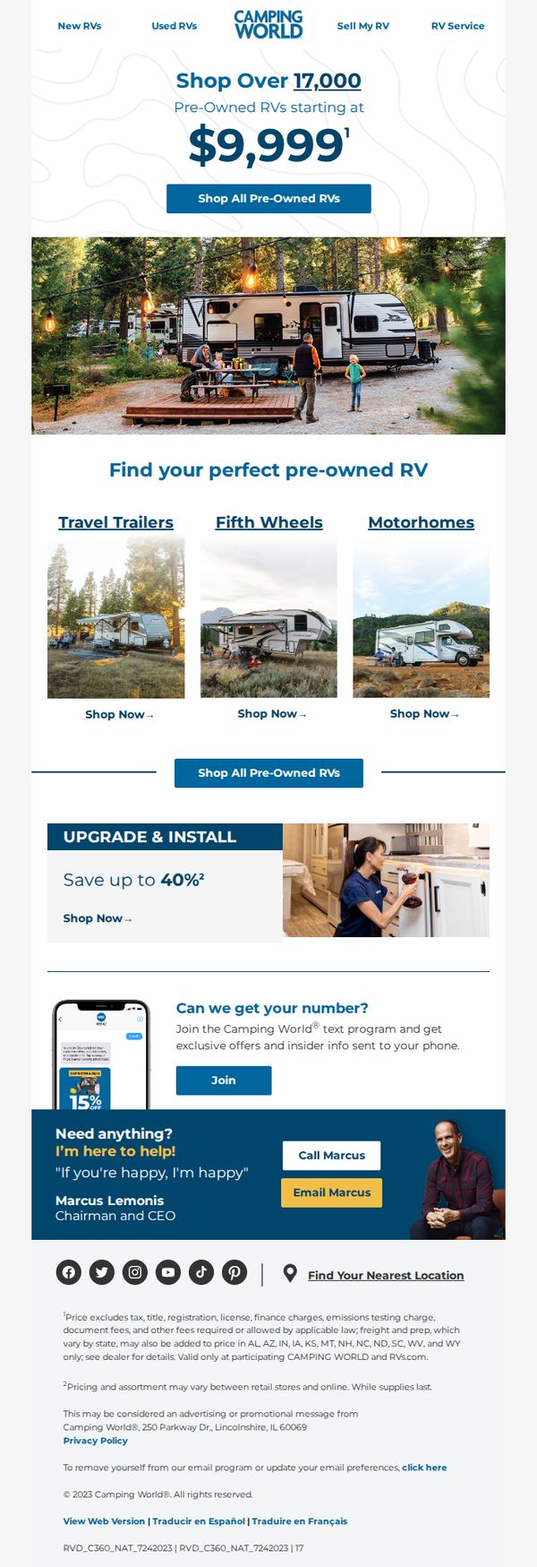 9. Camping World: Shop over 17,000 pre-owned RVs.