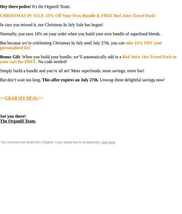 6. Organifi: Re: Your Christmas In July Deal
