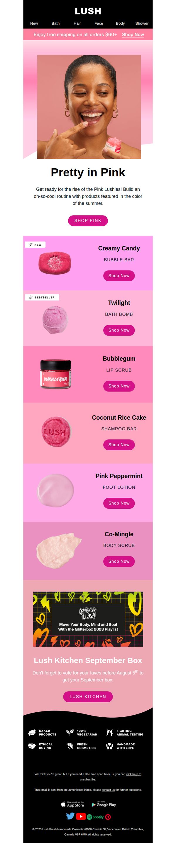 9. Lush - US: Think pink!