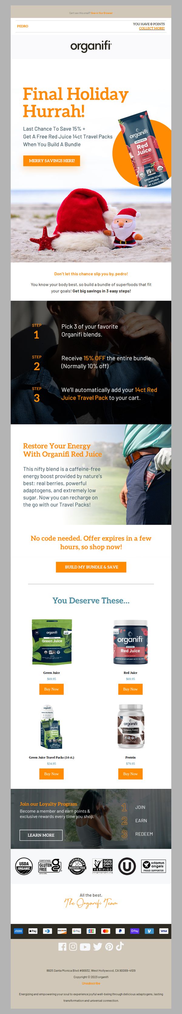 8. Organifi: Your 15% OFF & free gift expire tonight