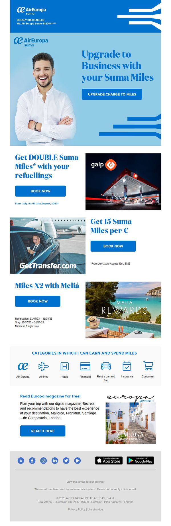 9. Air Europa: Suma Miles balance – August 2023