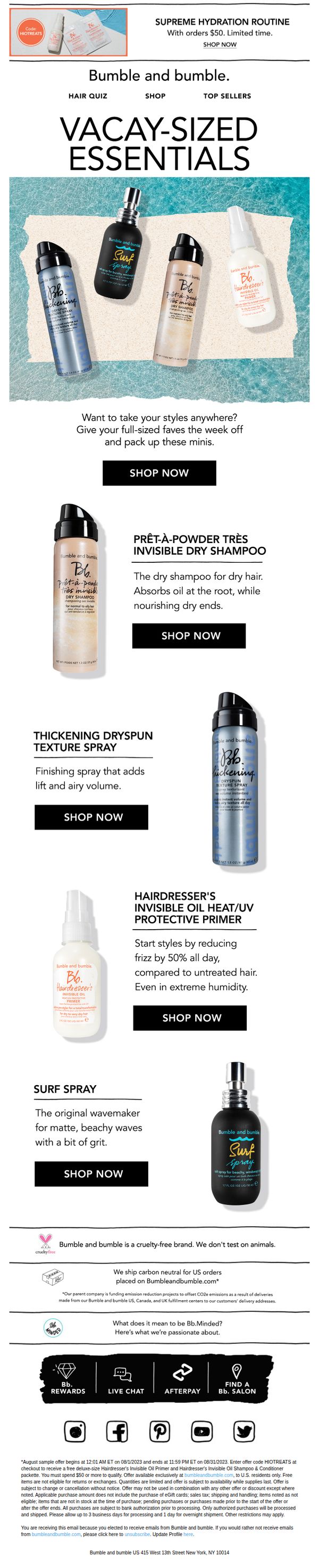 10. Bumble and bumble: Vacay-sized essentials for summer hair