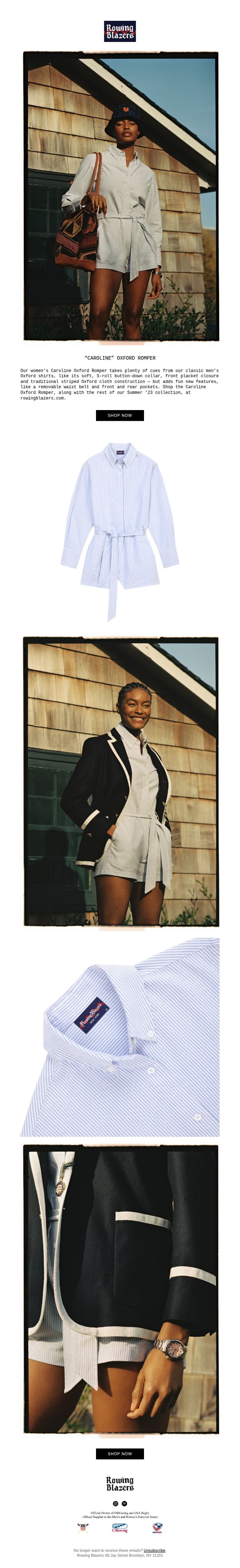 6. “Caroline” Oxford Romper