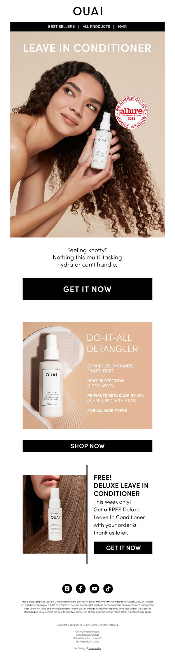 7. Don’t forget! FREE! Deluxe Leave In Conditioner