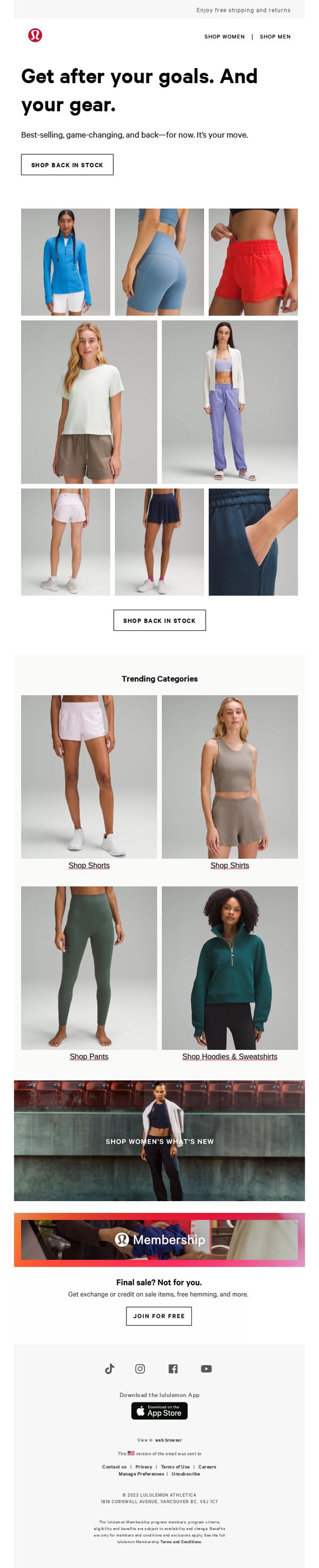 8. Lululemon: Back in stock—get moving