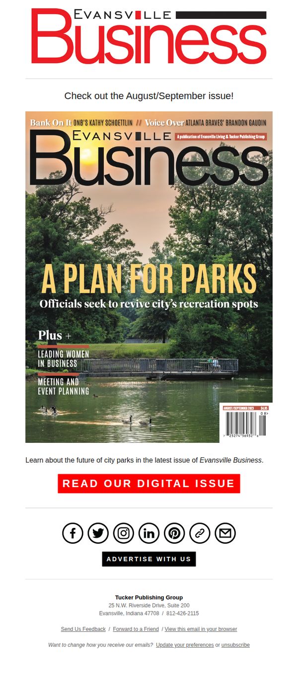 6. Evansville Living: Read the August/September issue of Evansville Business magazine