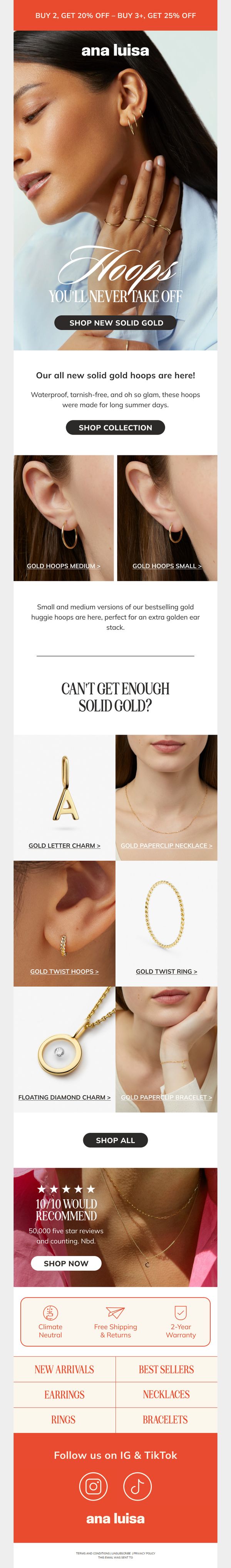 6. All new solid gold hoops 🏆