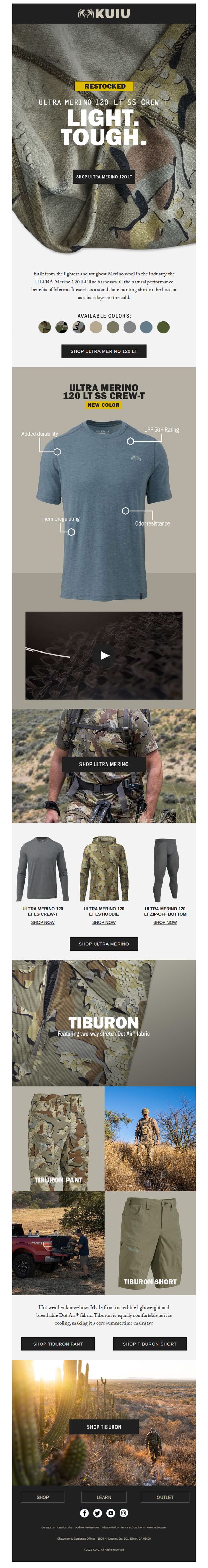 10. Kuiu: Back In Stock: ULTRA Merino 120 LT