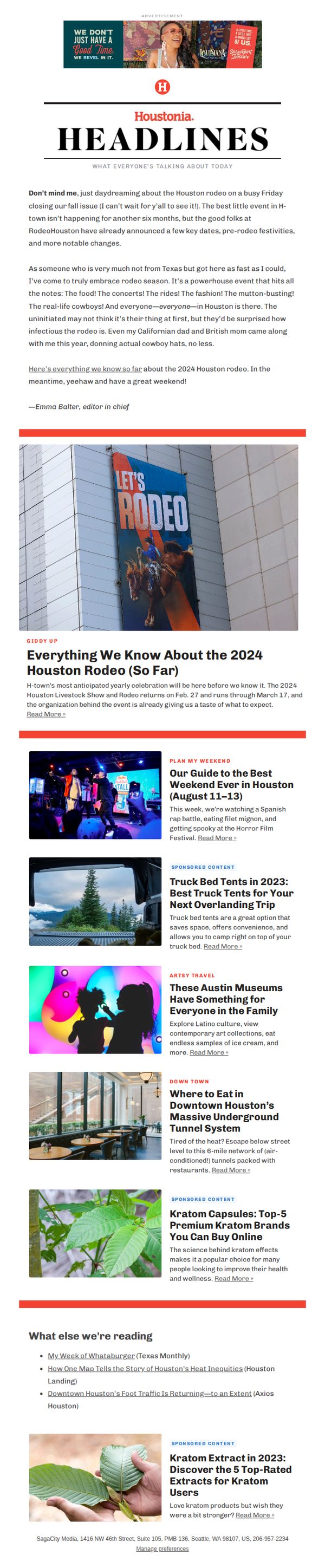 6. Houstonia: 🤠 Already thinking about the Houston rodeo... just us?
