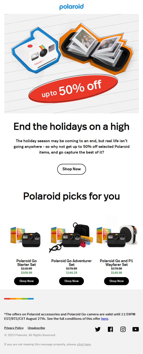 7. Polaroid: get up to 50% off some of our best Polaroid stuff! 🔥📸🎞