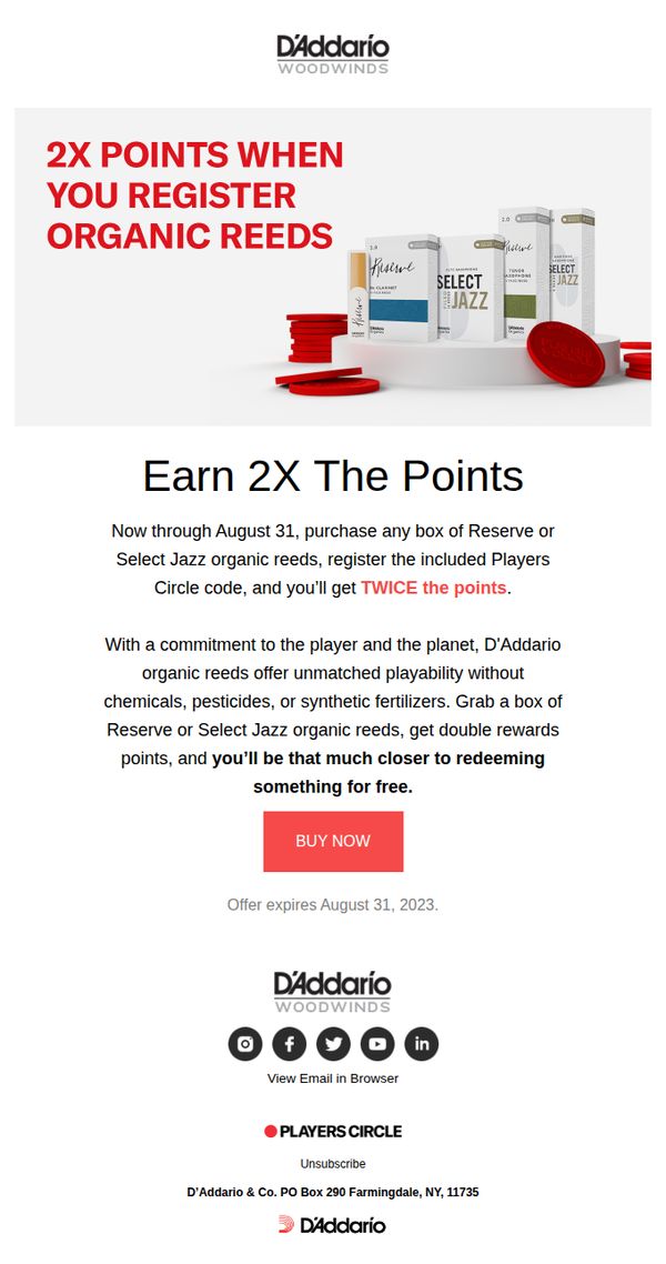 6. Earn 2x the Points on Organic Reeds
