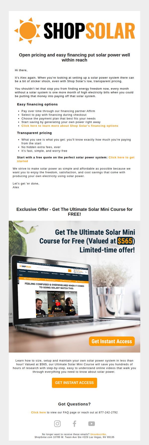 6. Shop Solar Kits: Easy financing options and free shipping on all solar kits ☀️