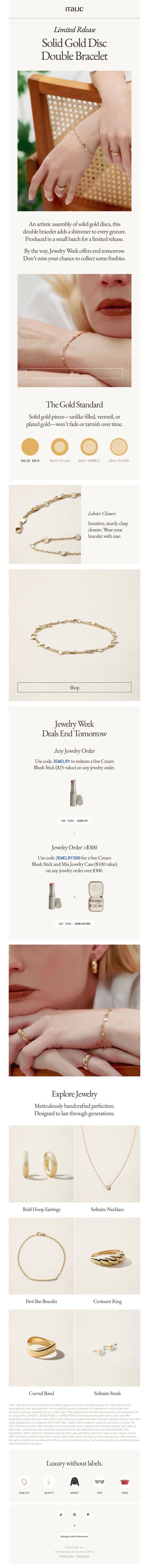 8. LIMITED: Gold Disc Double Bracelet