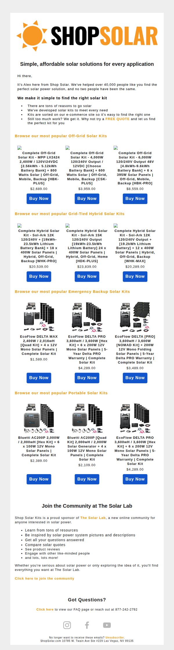 10. Shop Solar Kits: Browse our best sellers and find  the solar perfect solar kit