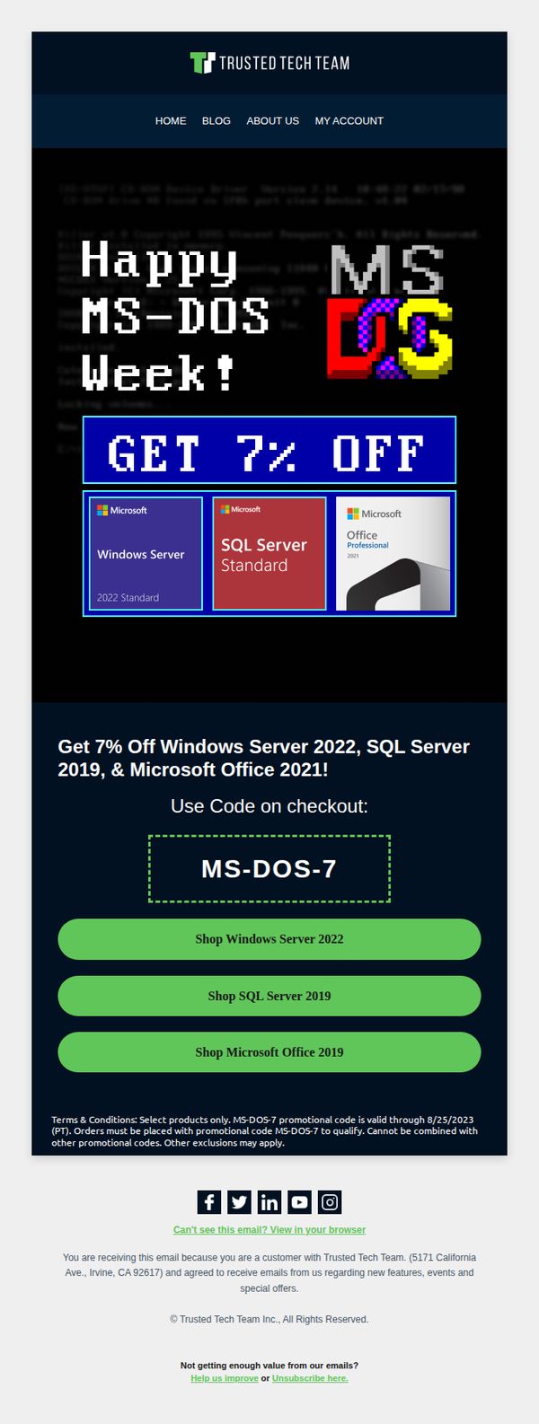 10. We're celebrating MS-DOS week with 7% OFF our top products 🎁