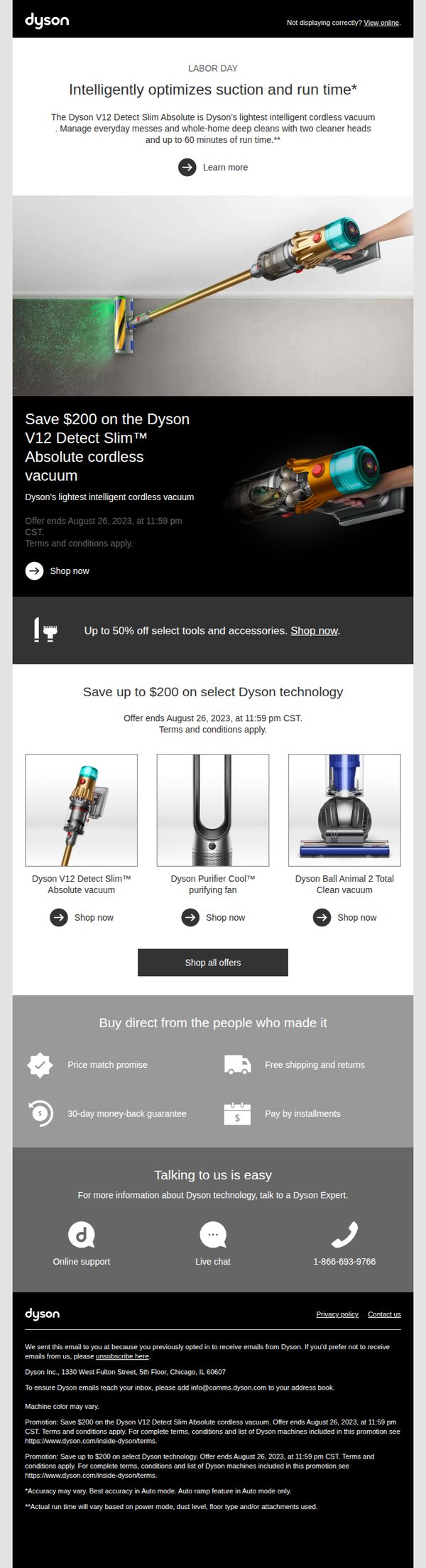 8. Limited time offer. Save $200 on the Dyson V12 Detect Slim Absolute cordless vacuum.
