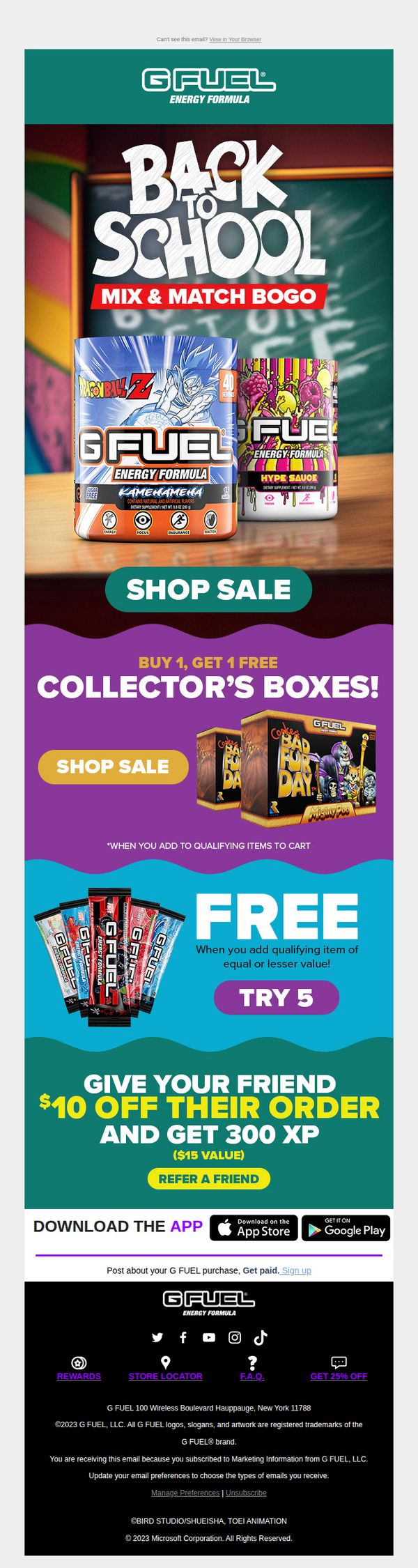 7. Gfuel: Double Your Back to School Savings with BOGO! 🤩