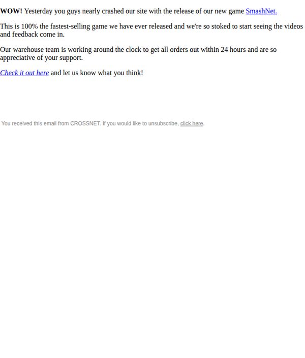 9. Crossnet: WOW! That was fast