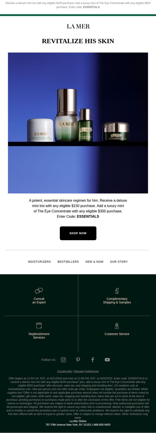 10. La Mer: Last Chance: Essential trio gift for him