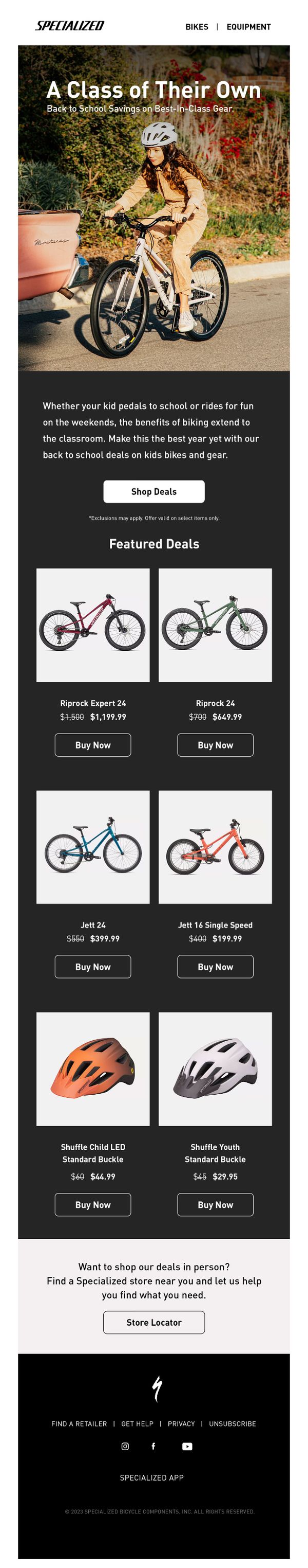 6. Specialized: A Class of Their Own: Shop Back to School Savings